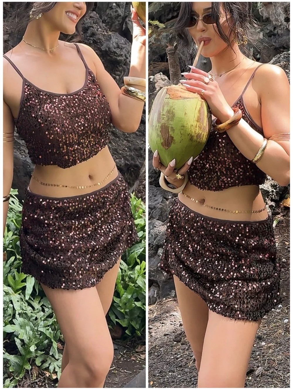 12th Tribe Solea Sequin Mini Skirt - Picture 6 of 11